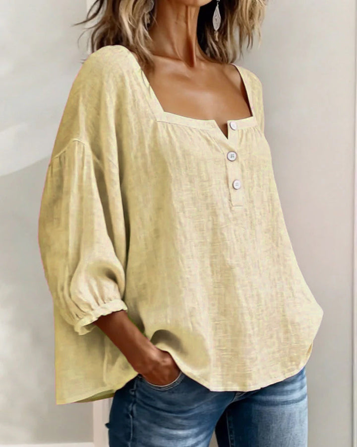 Liv | Square Neck Balloon Sleeve Shirt
