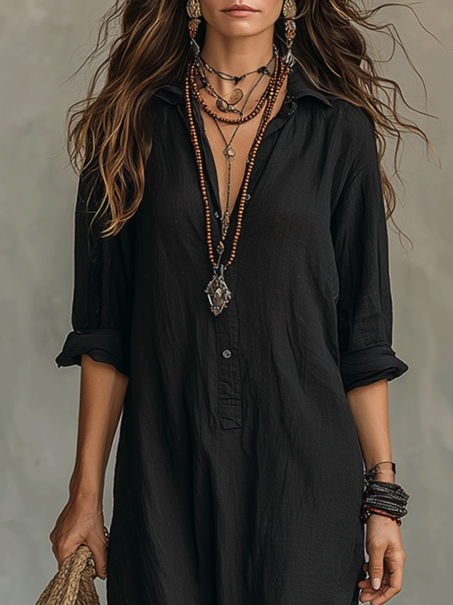Zélie | Button-Front Bohemian Maxi Dress