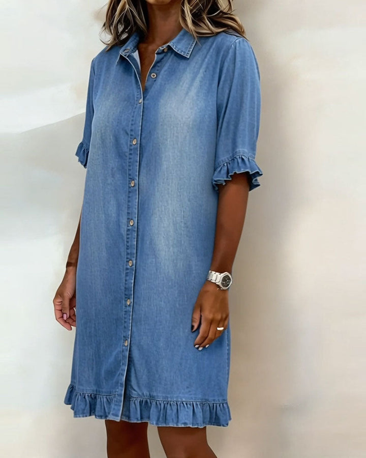 Celeste | Ruched Denim Dress