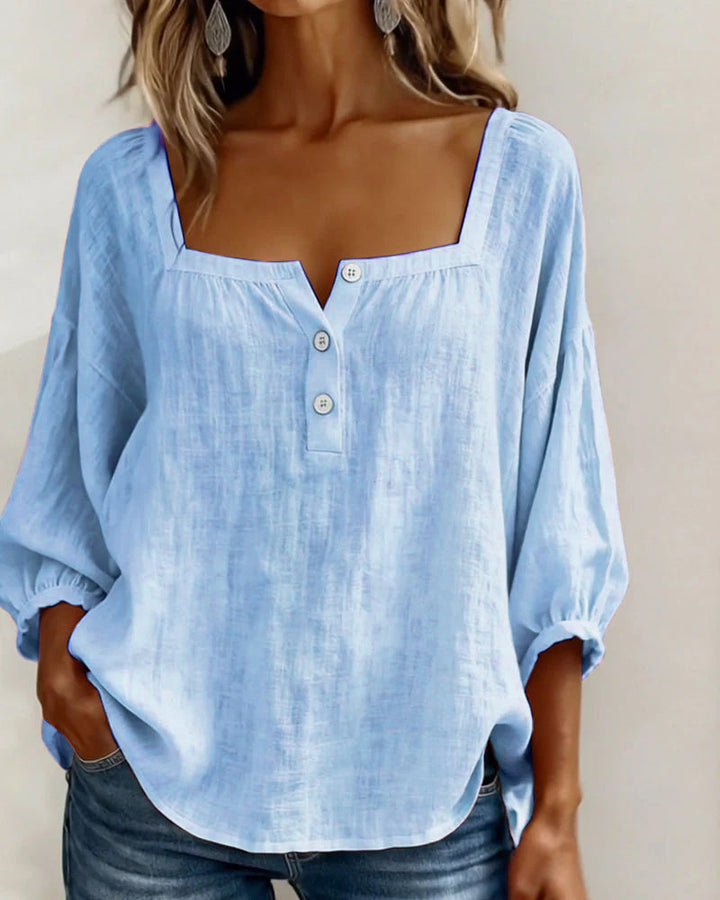 Liv | Square Neck Balloon Sleeve Shirt