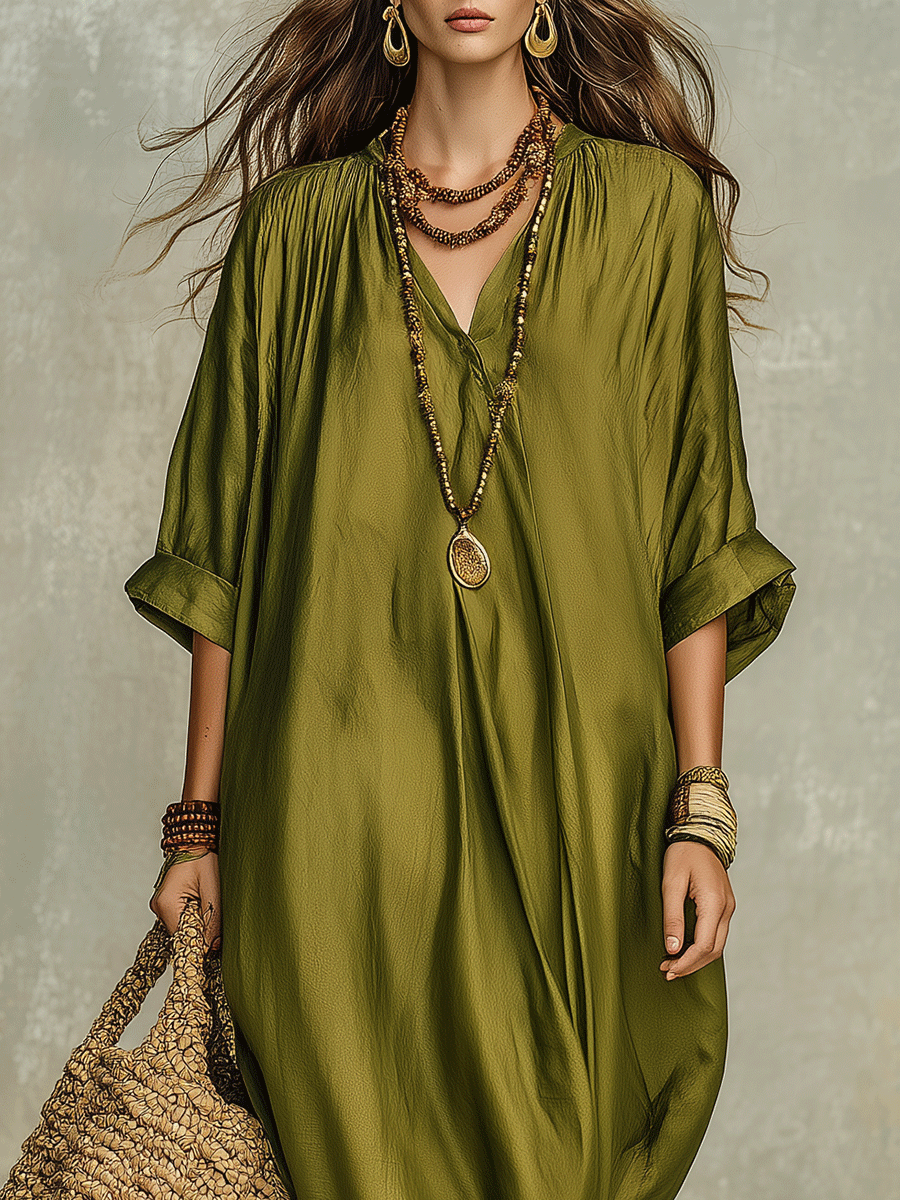 Sage | Olive Relaxed Bohemian Maxi Dress