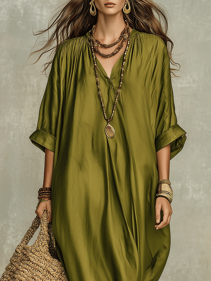 Sage | Olive Relaxed Bohemian Maxi Dress
