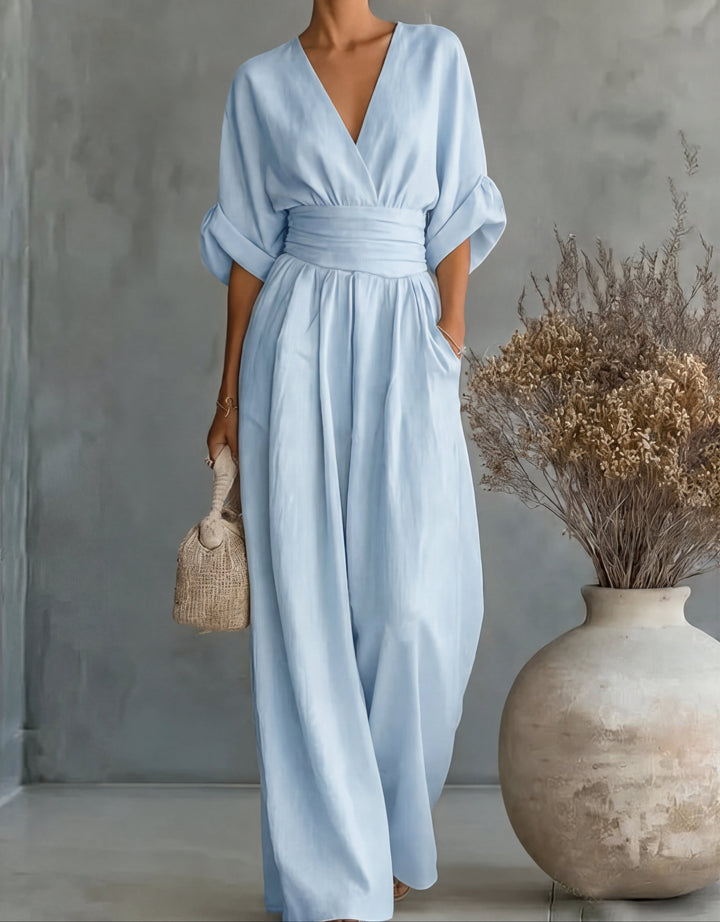 Daniela | Elegant V-Neck Jumpsuit with Wide Legs