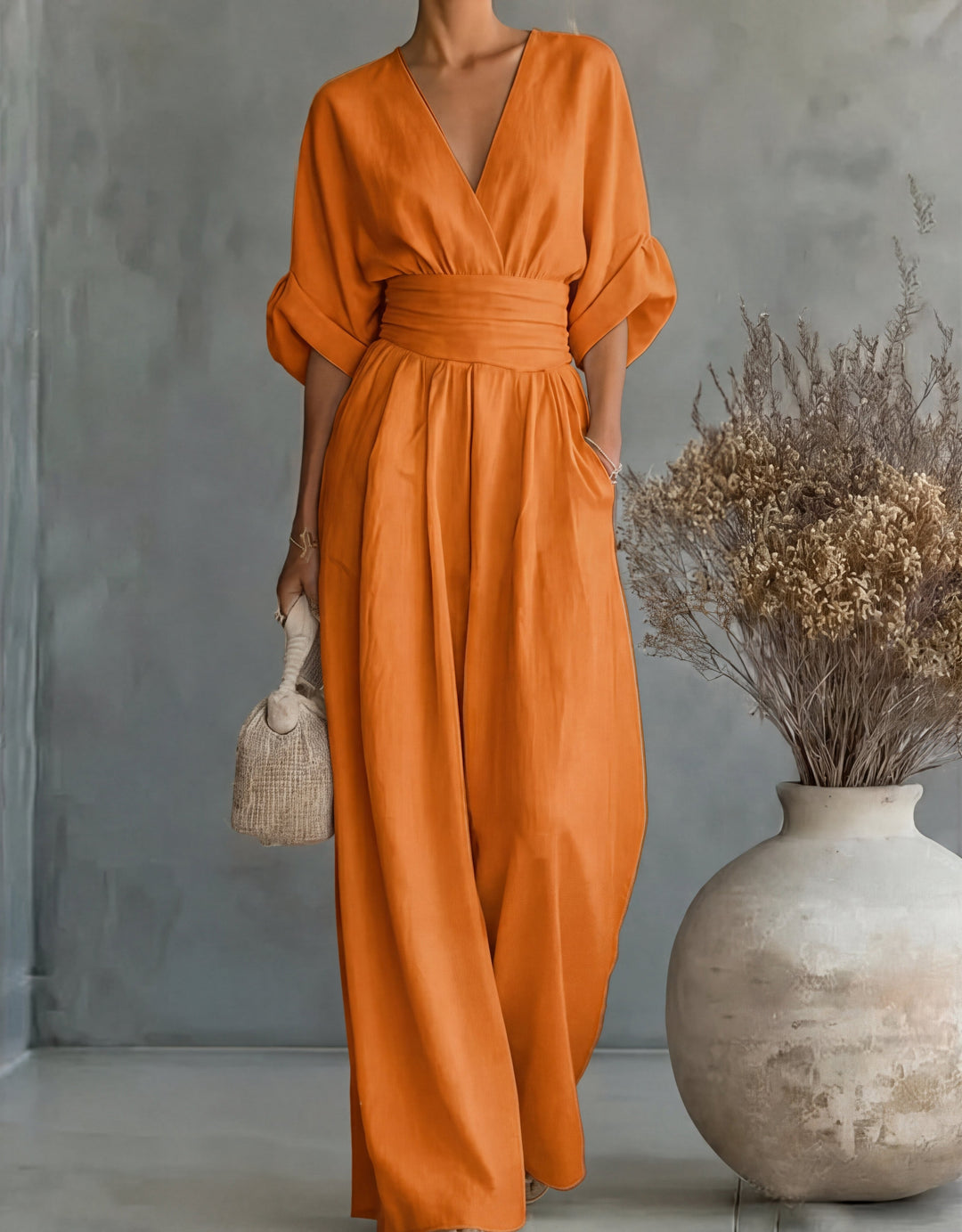 Daniela | Elegant V-Neck Jumpsuit with Wide Legs