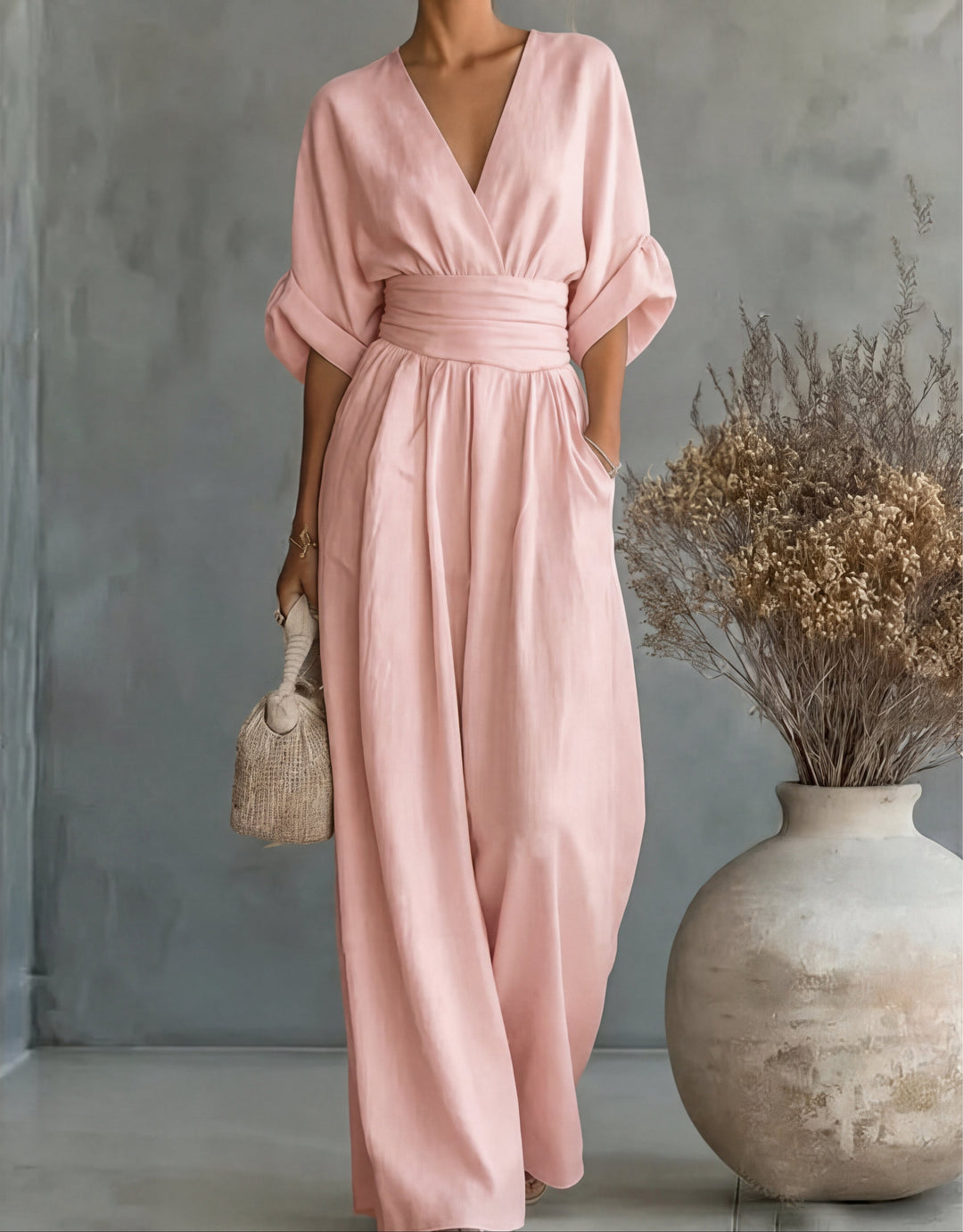 Daniela | Elegant V-Neck Jumpsuit with Wide Legs