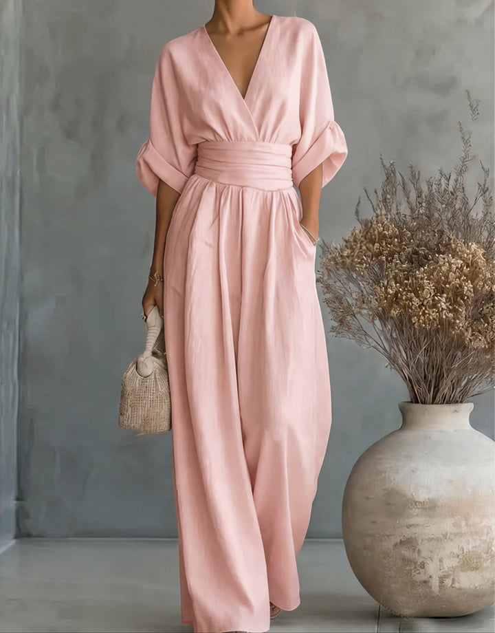 Daniela | Elegant V-Neck Jumpsuit with Wide Legs