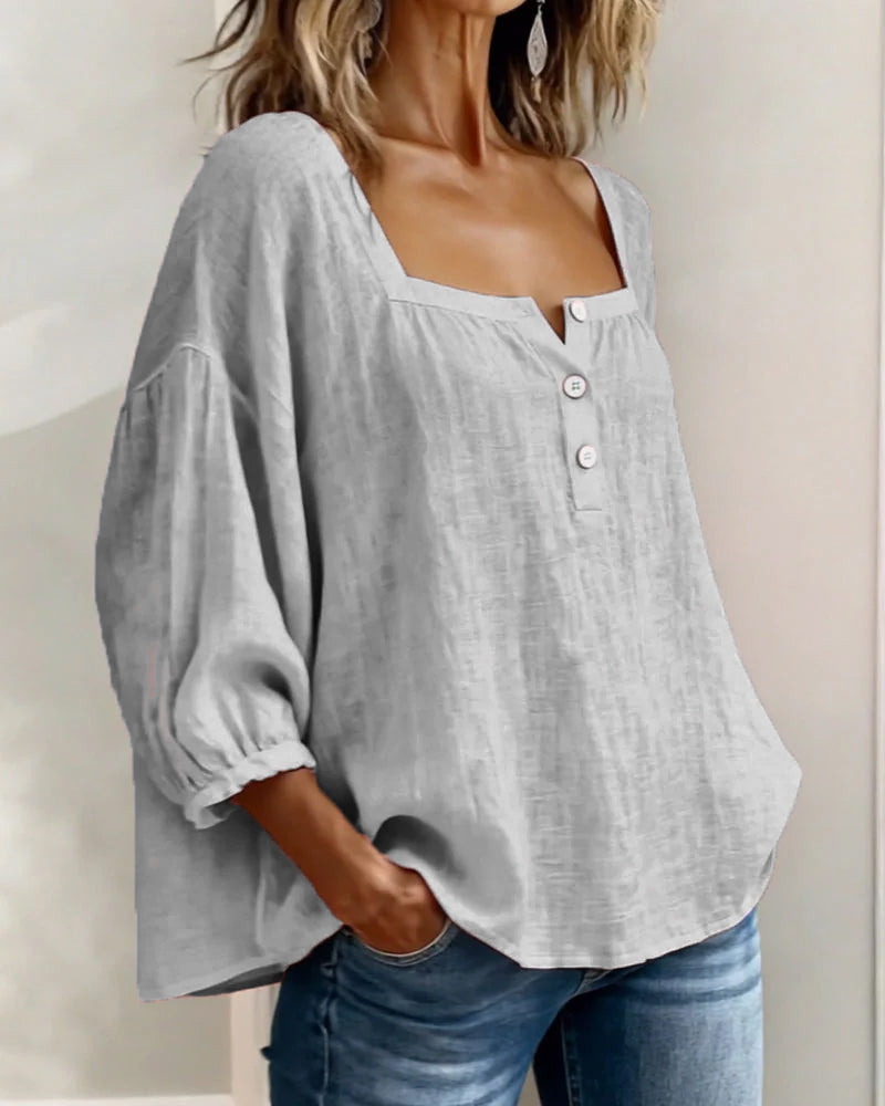 Liv | Square Neck Balloon Sleeve Shirt