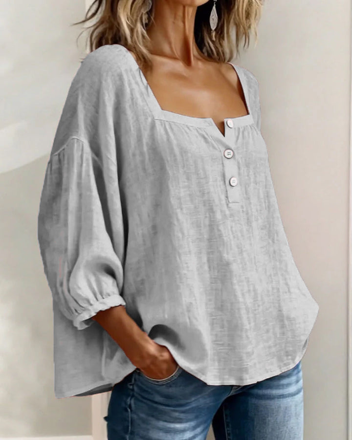 Liv | Square Neck Balloon Sleeve Shirt