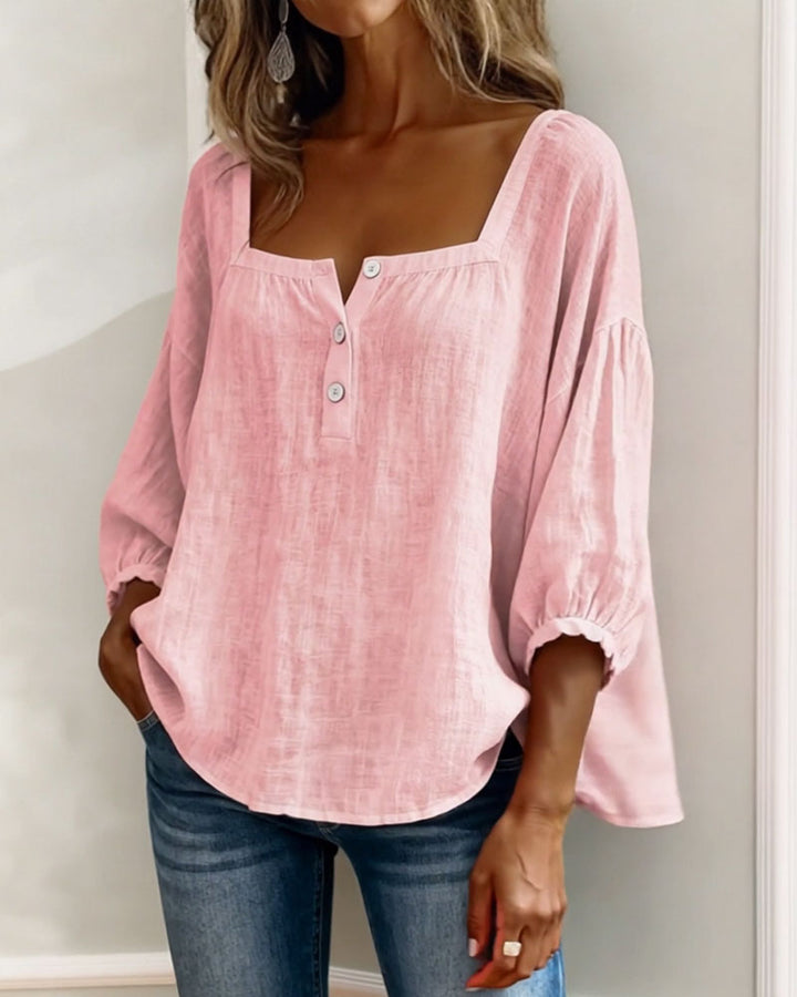 Liv | Square Neck Balloon Sleeve Shirt