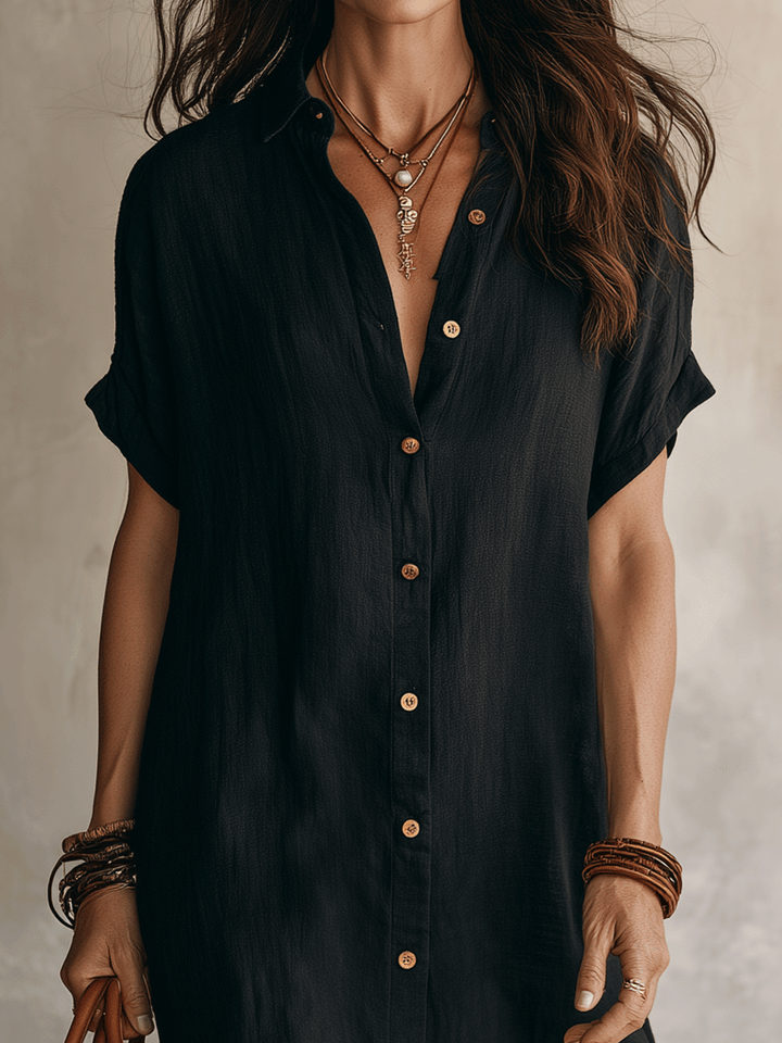 Noir Linen | Relaxed Boho Midi Dress