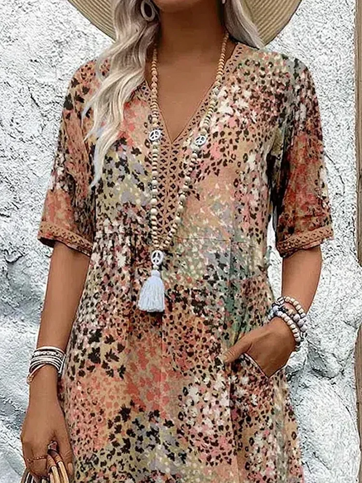 Susan | Vibrant Midi Dress with Elegant Tummy Coverage