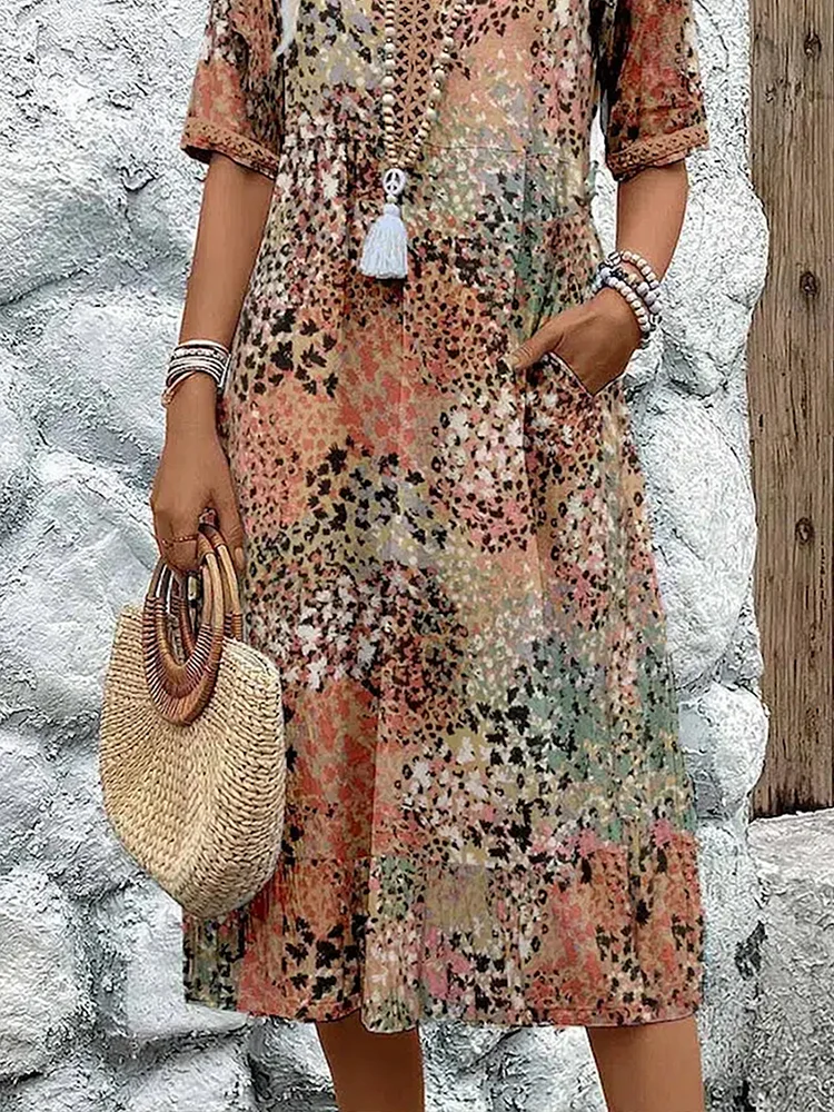 Susan | Vibrant Midi Dress with Elegant Tummy Coverage