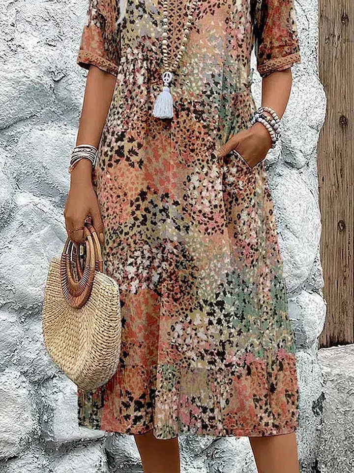 Susan | Vibrant Midi Dress with Elegant Tummy Coverage