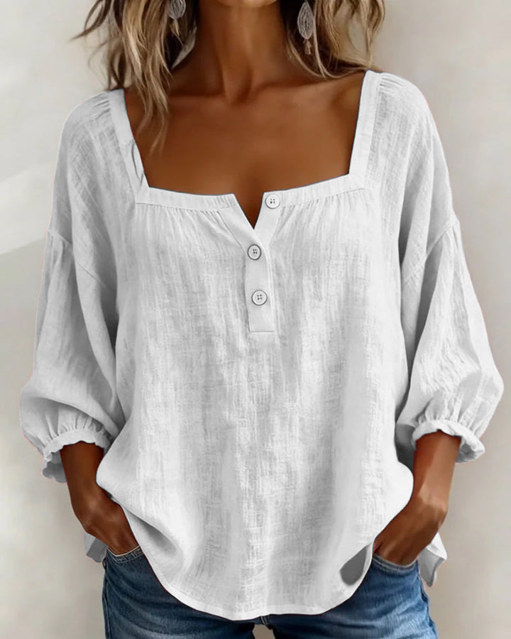 Liv | Square Neck Balloon Sleeve Shirt