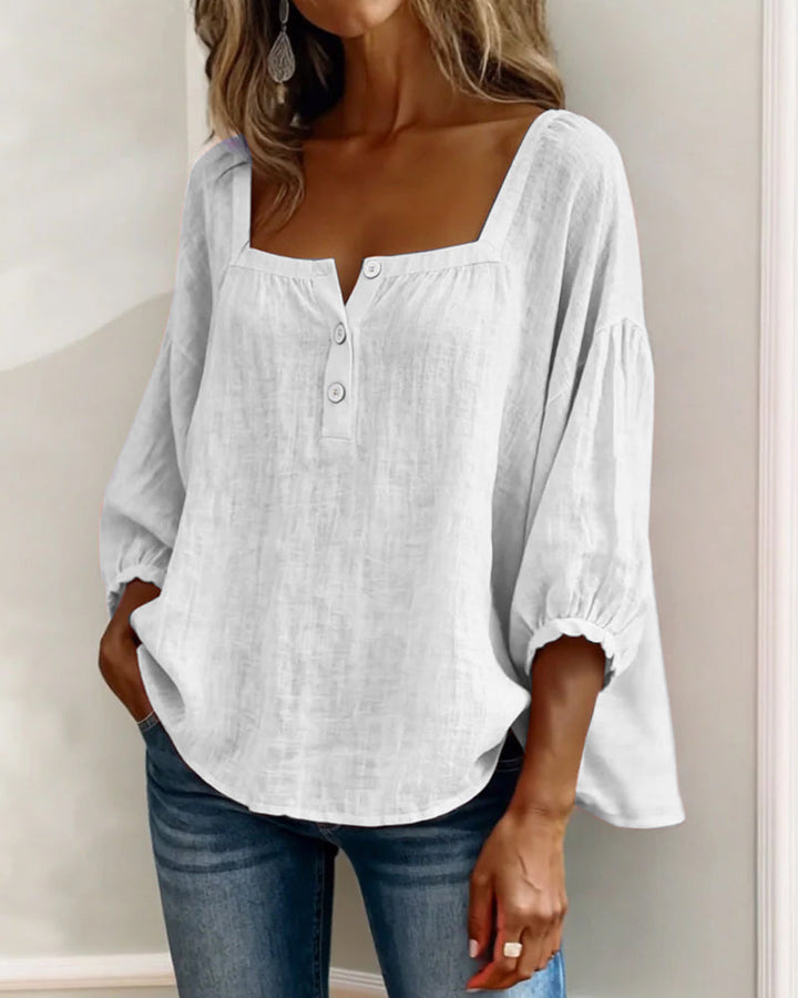 Liv | Square Neck Balloon Sleeve Shirt