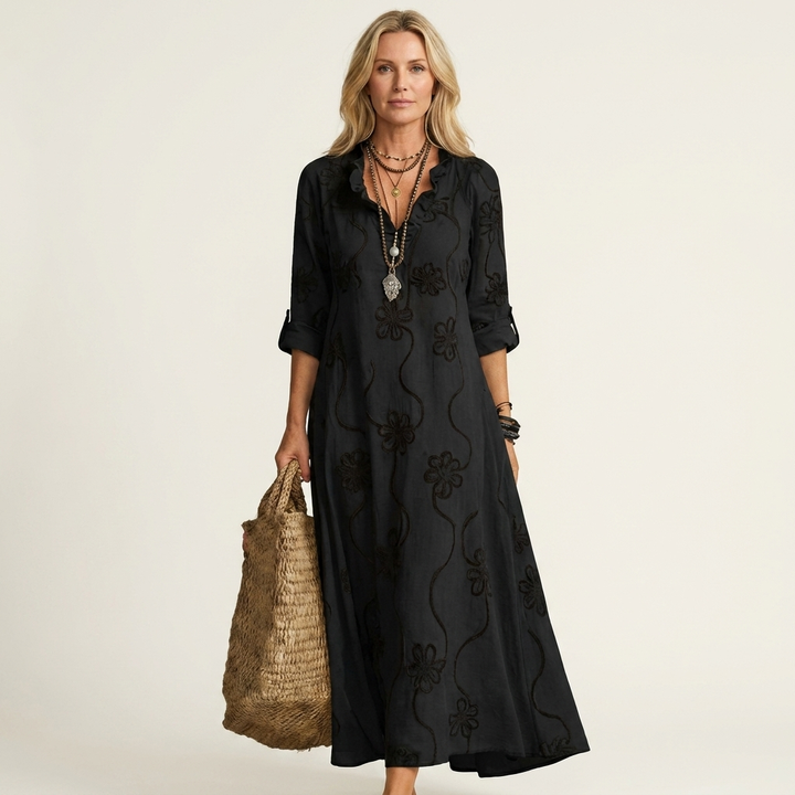 Mariam | Lightweight Maxi Dress With Floral Embroidery