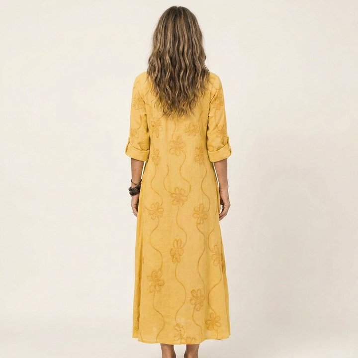 Mariam | Lightweight Maxi Dress With Floral Embroidery