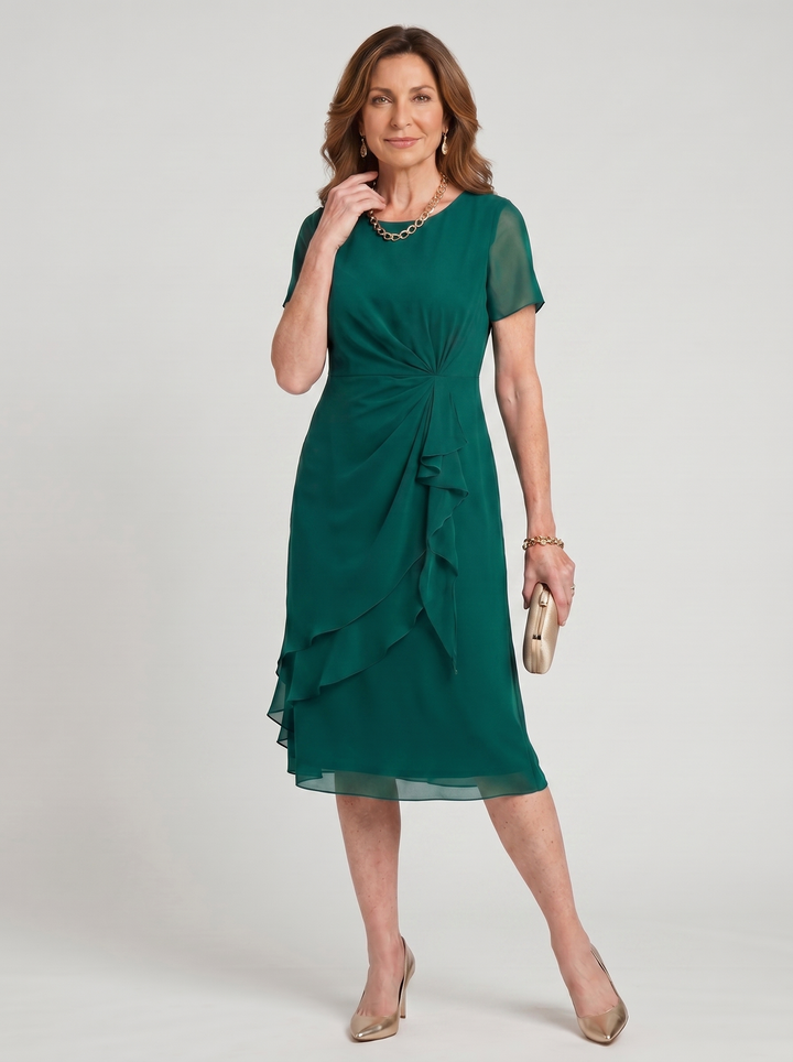 Sara | Elegant Chiffon Draped Dress