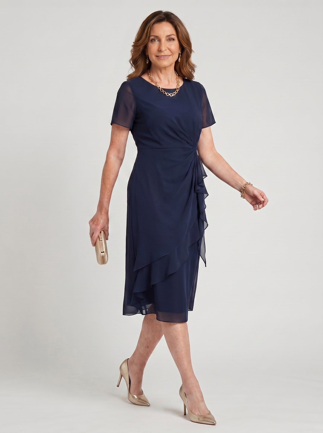 Sara | Elegant Chiffon Draped Dress