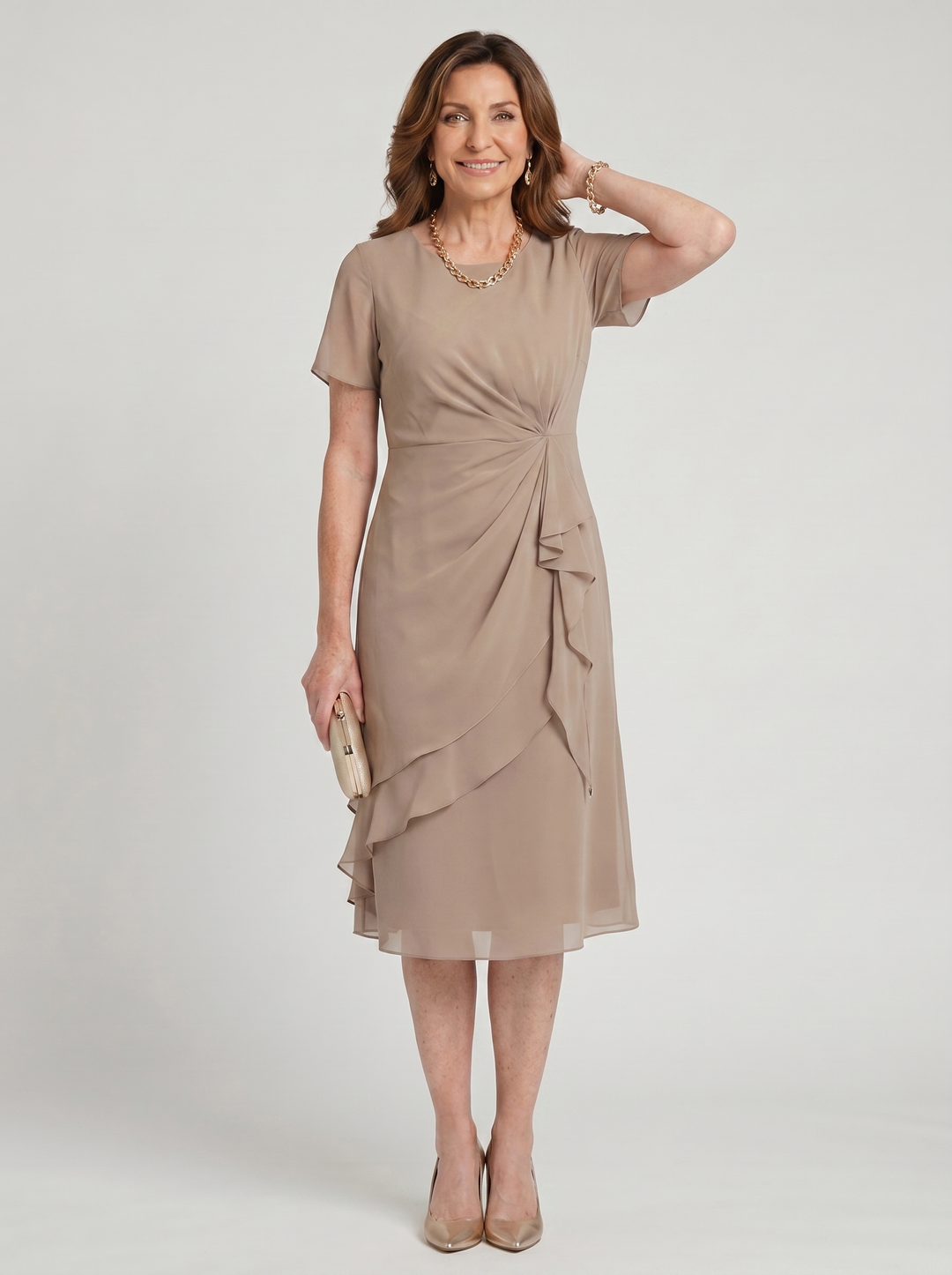 Sara | Elegant Chiffon Draped Dress