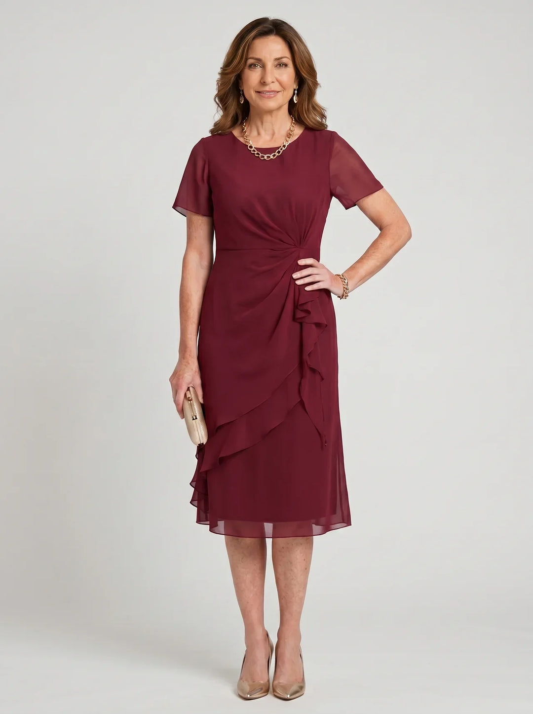 Sara | Elegant Chiffon Draped Dress