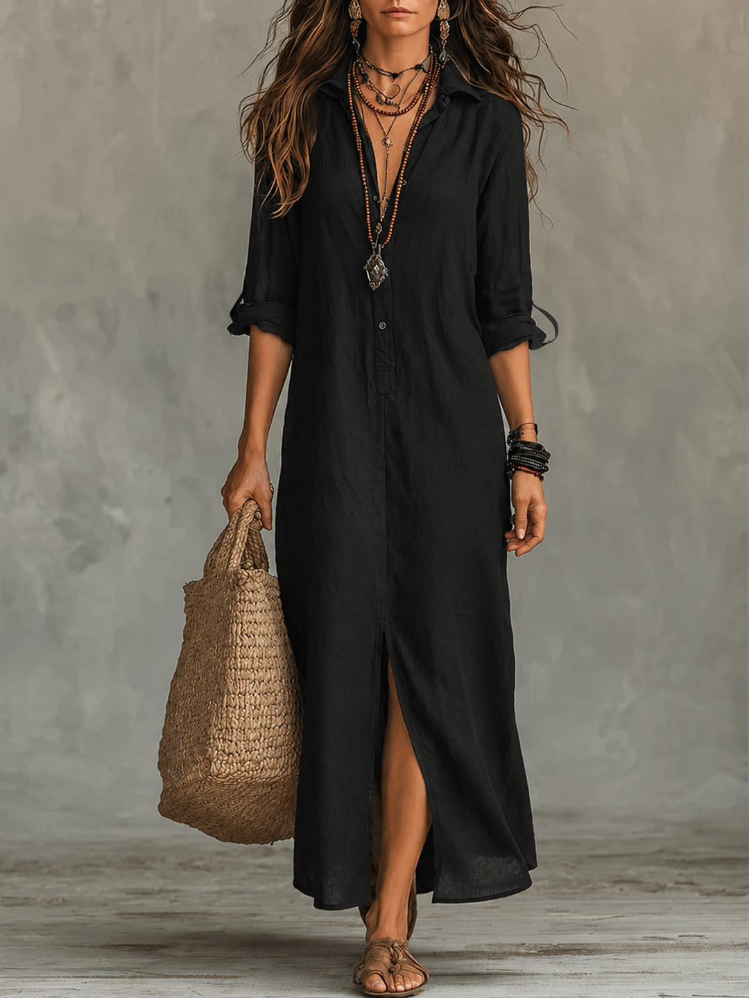 Zélie | Button-Front Bohemian Maxi Dress