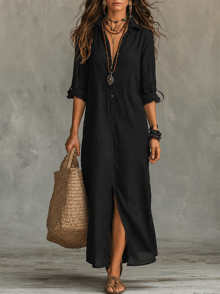 Zélie | Button-Front Bohemian Maxi Dress