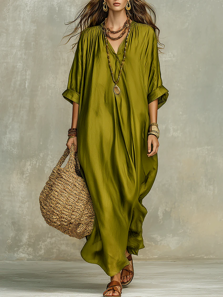 Sage | Olive Relaxed Bohemian Maxi Dress