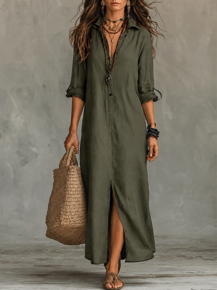Zélie | Button-Front Bohemian Maxi Dress