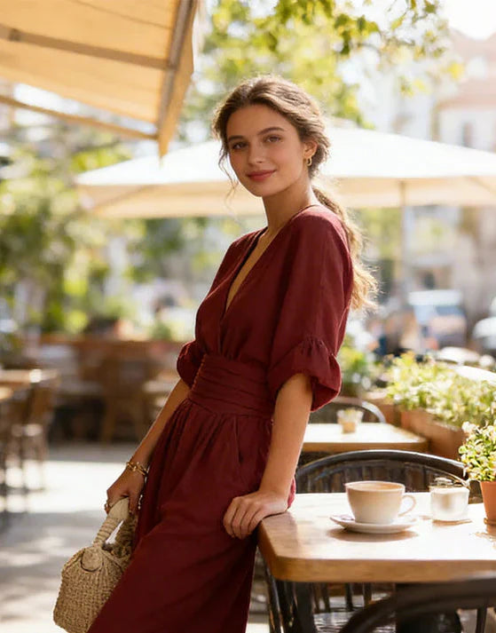 Daniela | Elegant V-Neck Jumpsuit with Wide Legs