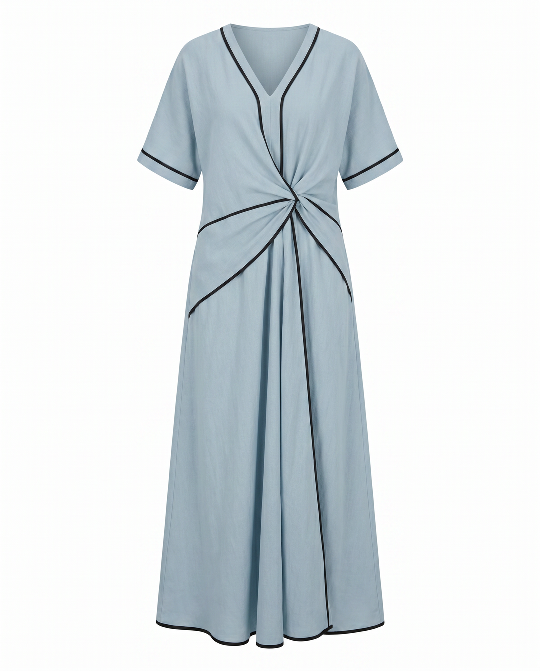 Women's Summer Dress | Twist Front Maxi V-Neck Trim
